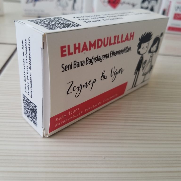 Seni Bana Verene Elhamdulillah ilaç kutusu davetiyesi